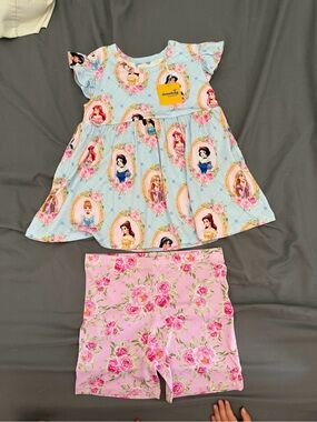 Junebug Royal Plush Princess Peplum Top & Shorts Set 7/8 NWT